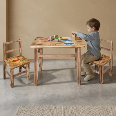 Ensemble de table pour enfants, 3 pièces, table avec 2 chaises, mobilier pour enfants, pour chambre d'enfant
