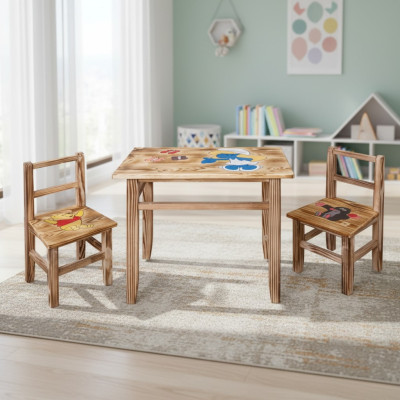 Ensemble de table pour enfants, 3 pièces, table avec 2 chaises, mobilier pour enfants, pour chambre d'enfant
