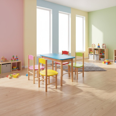 Ensemble de chaises Chambre d'enfants Ensemble de sièges en bois massif réel 5 pièces. Groupe de sièges Table