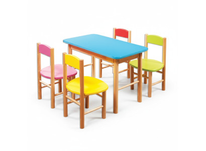 Ensemble de chaises Chambre d'enfants Ensemble de sièges en bois massif réel 5 pièces. Groupe de sièges Table