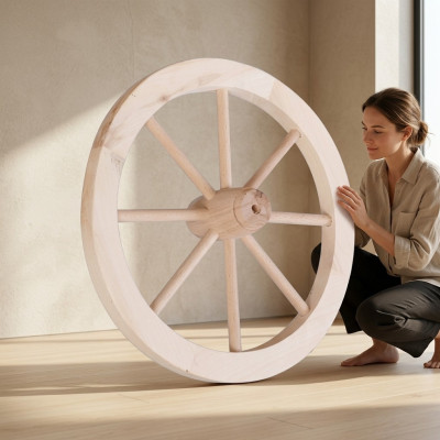 Roue en bois Dekorad Ø 30 cm roue à rayons roue de charrette décoration de jardin décoration de magasin en bois massif