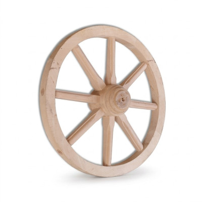 Roue en bois, roue décorative Ø 40 cm, roue à rayons blanchie, décoration murale en forme de roue de charrette de jardin