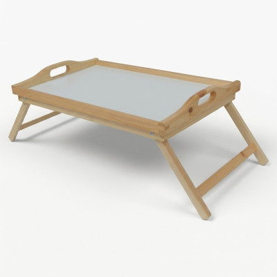 Table du petit déjeuner en bois Table d'ordinateur portable en bois Table d'appoint en bois massif Plateau en bois massif