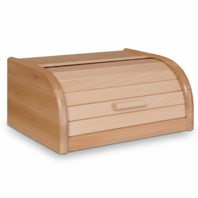 Boîte à pain en bois de hêtre 32 cm Boîte à pain à rideau roulant caisson à rouleau de pain Rabat en bois véritable bois nouveau
