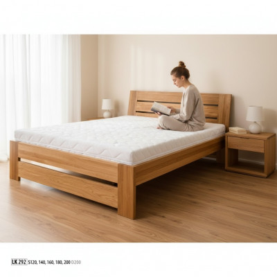 Lit Lit double Lit double en chêne Lit en bois 200x200 Cadre de lit Mobilier massif Lits