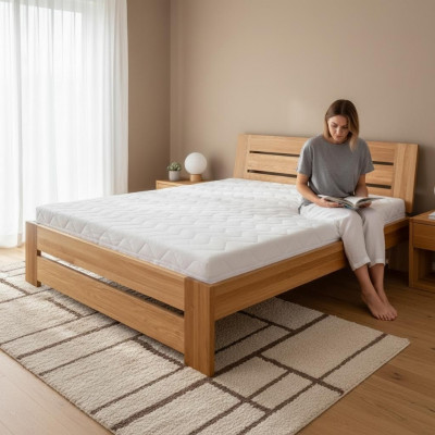 Lit Lit en bois Véritable Lits en bois Massif Chambre Hôtel Design Style Mobilier Massif