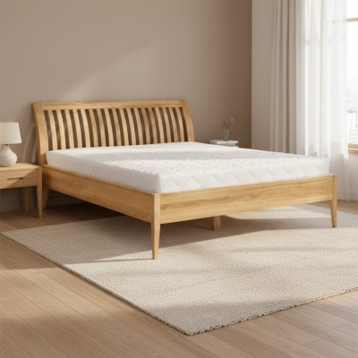 Lit en bois massif Double Lits de mariage Hêtre Meubles de chambre en bois 160x200cm neuf