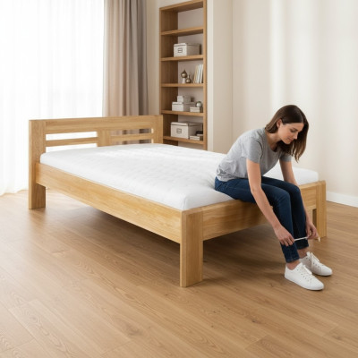 Lits Lit en bois Lit en vrai bois Style de design d'hôtel Solide 140x200 Chambre