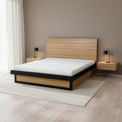 Lit moderne en bois massif 160x200cm Lits design Cadre de lit Style chêne neuf