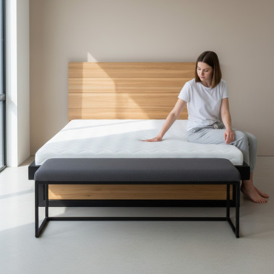 Lit moderne en vrai bois 140x200cm Lits design Cadre de lit Style chêne neuf