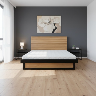 Lit Lit double Lit double en chêne Lit en bois 120x200 Cadre de lit Meubles massifs Lits