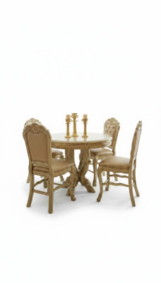 Table à manger 4x Chaises Suite de salle à manger classique 5 pièces. Ensemble de tables rondes