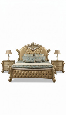 Design de lit Lit double Lits de luxe Classique Baroque Chesterfield 184x214cm nouveau