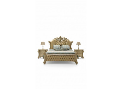 Chambre 3 pièces. Ensemble Lit 2x Table de chevet Console Lits Doubles de Luxe