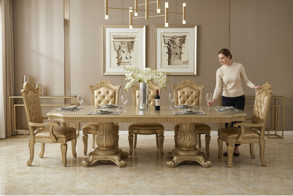 Salle à manger beige complète Ambiance designer Table à manger avec chaises