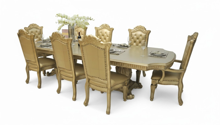 Salle à manger beige complète Ambiance designer Table à manger avec chaises