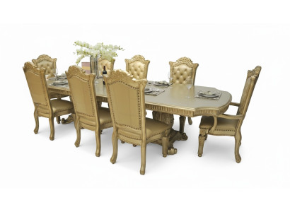 Salle à manger beige complète Ambiance designer Table à manger avec chaises