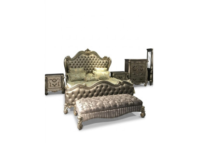 Lit 2x Table de chevet 3 pièces. Ensemble de chambre à coucher Design Lits de luxe Chesterfield