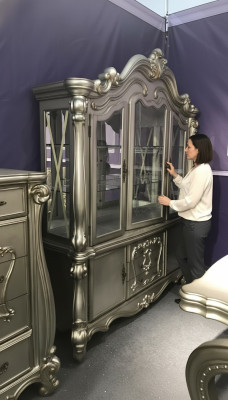 Vitrines Bar en verre Armoire de maison Baroque Armoires Étagère murale en bois Vitrine