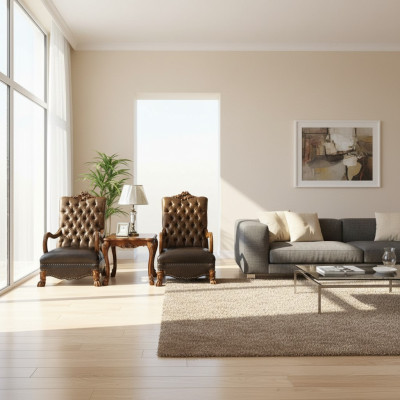 Ensemble de salon 2x Fauteuil + Table d'appoint Table Canapé Sofa Chesterfield
