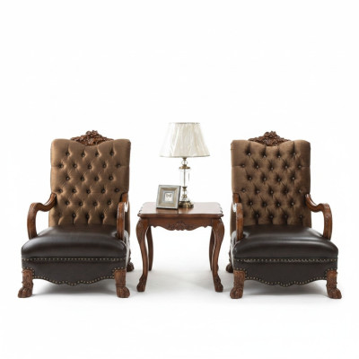 Ensemble de salon 2x Fauteuil + Table d'appoint Table Canapé Sofa Chesterfield