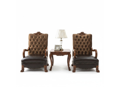 Ensemble de salon 2x Fauteuil + Table d'appoint Table Canapé Sofa Chesterfield