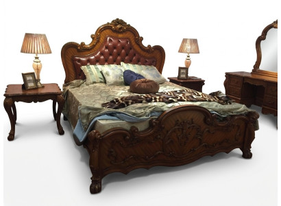Style de lit classique Baroque Rococo Chesterfield double en cuir pour hôtel