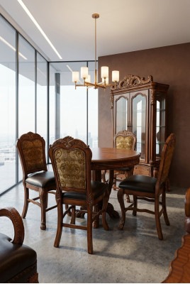 Salle à manger ronde Table ronde Tables en bois Ronde Classique Baroque Rococo Meubles neufs