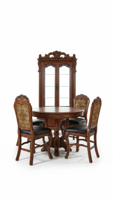 Salle à manger ronde + lot de 4 chaises en bois de décoration de table ronde
