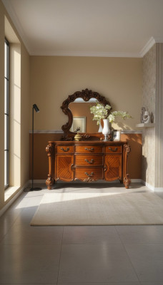 Buffet Console Commode Miroir Véritable Artisanat Bois Baroque Rococo