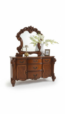 Buffet Console Commode Miroir Véritable Artisanat Bois Baroque Rococo