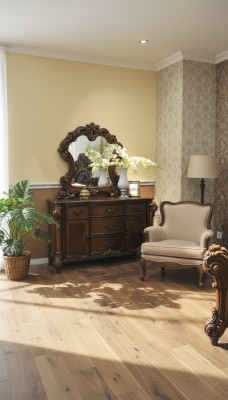 Noble commode Buffet Commodes Armoire + Miroir Baroque Rococo Buffet en bois neuf