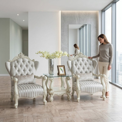 Salon Club Suite Ensemble de 3 pièces 2x Fauteuil Table d'appoint Table Canapé Suite nouveau