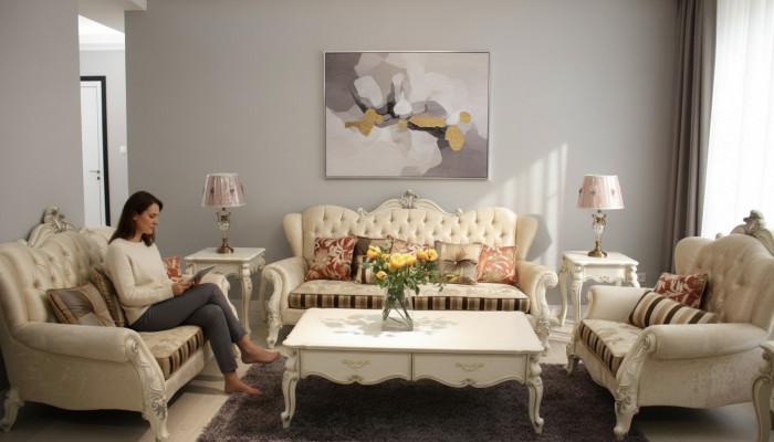 Suite classique Chesterfield 4 pièces. Ensemble de canapé Canapé Canapé Canapé Revêtement