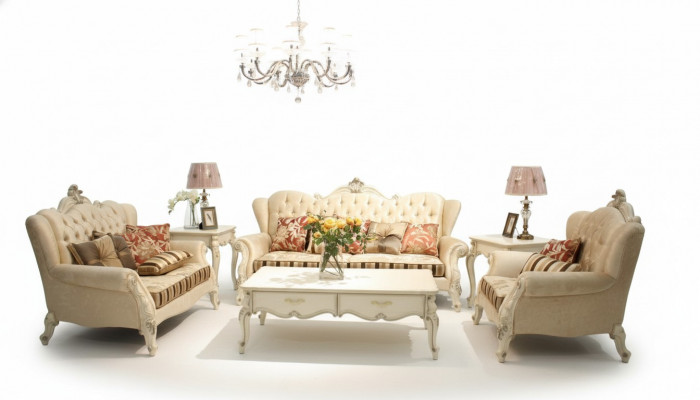 Suite classique Chesterfield 4 pièces. Ensemble de canapé Canapé Canapé Canapé Revêtement
