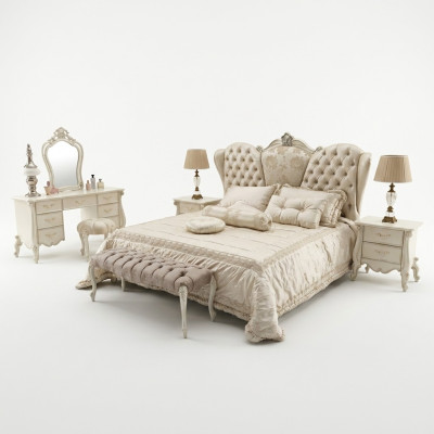 Design luxueux de literie pour lit double en cuir Chesterfield de chambre de couchage d'hôtel.