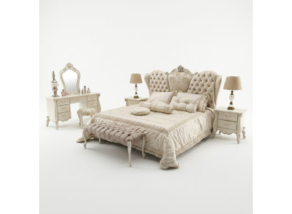 Design luxueux de literie pour lit double en cuir Chesterfield de chambre de couchage d'hôtel.