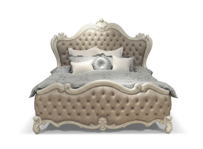 Chambre classique de luxe 4 pièces. Lit, tables de chevet, garde-robe