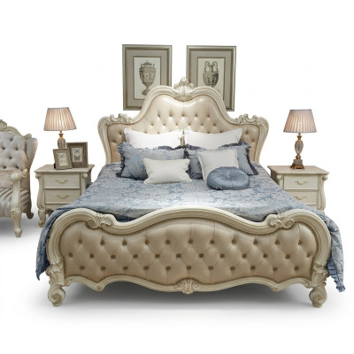 Lit double de design de luxe Chambre de repos Lits en cuir Hôtel 180x200cm