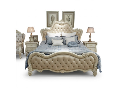 Lit double de design de luxe Chambre de repos Lits en cuir Hôtel 180x200cm