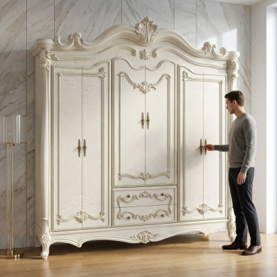 Style de garde-robe classique ou antique en bois pour chambre à coucher de style baroque