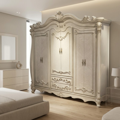 Style de garde-robe classique ou antique en bois pour chambre à coucher de style baroque