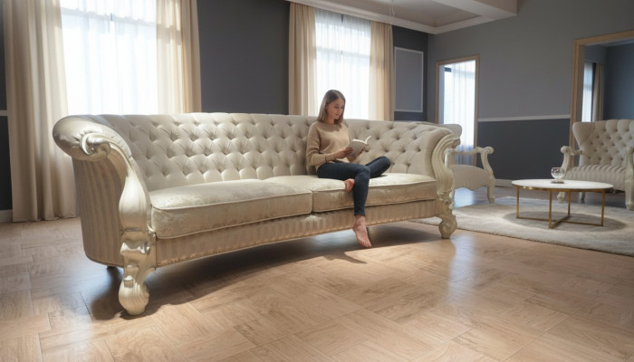 Canapé Chesterfield 4 places design Rembourrage Siège en cuir Textile