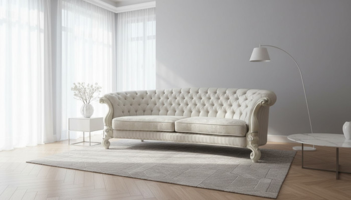 Canapé Chesterfield 4 places design Rembourrage Siège en cuir Textile