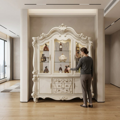 Vitrine de luxe vitrine de magasin vitrines garde-robe en verre de style antique baroque Rococo.