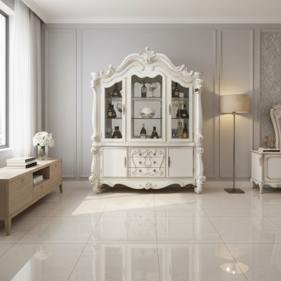 Vitrine de luxe vitrine de magasin vitrines garde-robe en verre de style antique baroque Rococo.