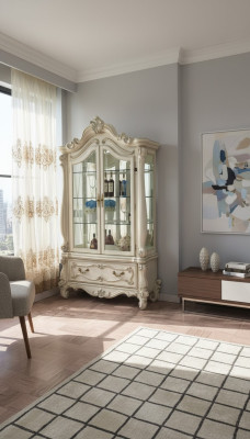 Buffet vitrine de luxe en verre style antique baroque rococo