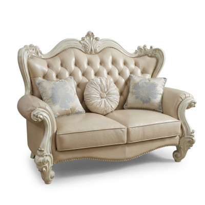 Canapé 2 places de luxe en cuir de canapé rembourré Chesterfield Suite Baroque