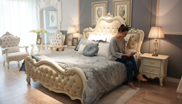 Lit design double luxe pour chambre à coucher décorative lits en cuir hôtel 180x200cm
