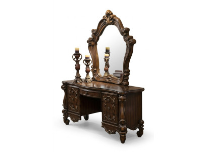 Meubles baroques sculptés Coiffeuse Tabouret Miroir Chambre Commode 3 pièces